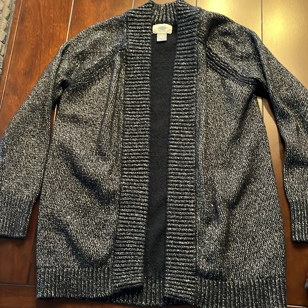 Old Navy Girls black & silver open sweater size large 10/12